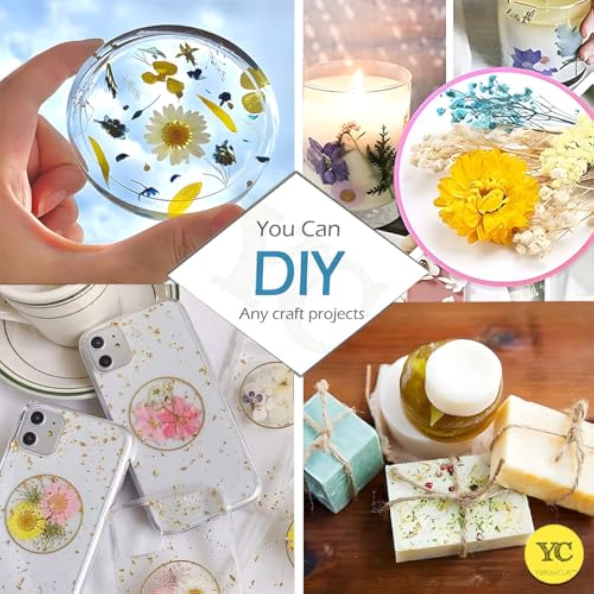 Natural Real Dried & Pressed Flowers Sheets for Art Craft, Mixed, Multicolor